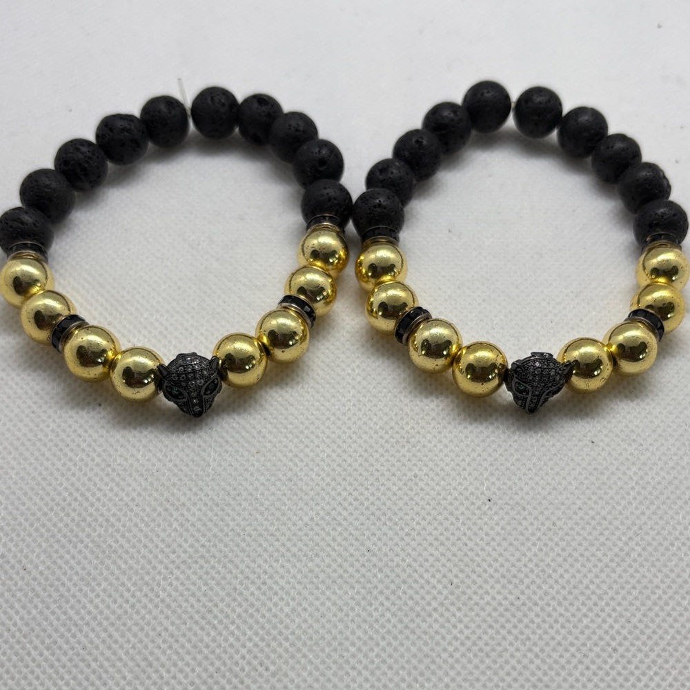 Sophisticated Black and Gold Beaded Bracelets